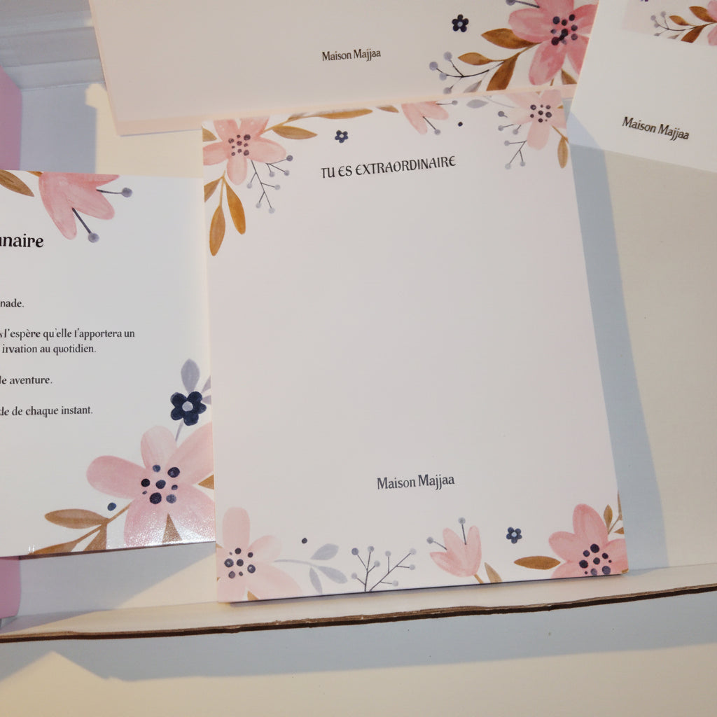 Coffret Cadeau Papeterie Rose – "Tu es extraordinaire" | Maison Majjaa