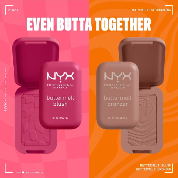 NYX Buttermelt Blush and Bronzer duo set showing textured pressed powders side by side