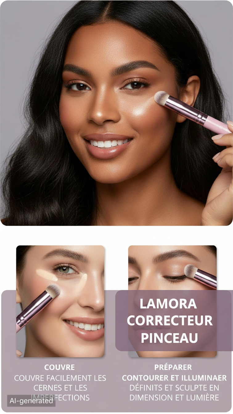 Lamora Pinceau Correcteur – Pinceau Anti-Cernes Professionnel Poils Synthétiques