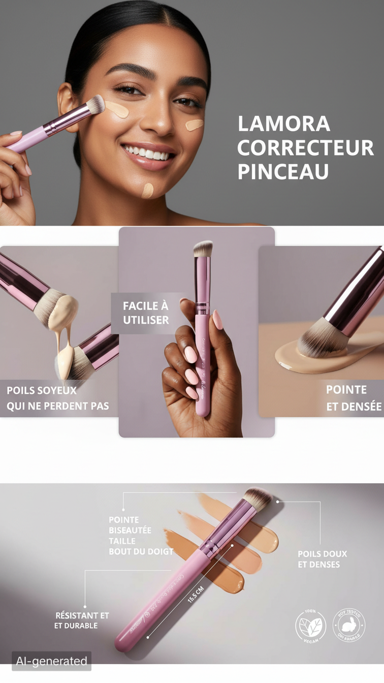 Lamora Pinceau Correcteur – Pinceau Anti-Cernes Professionnel Poils Synthétiques