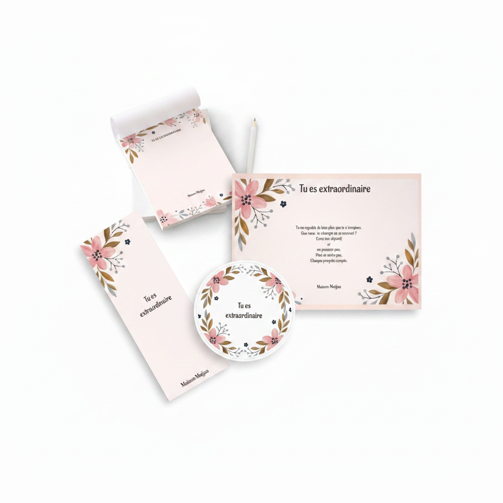 Flat lay complet avec bloc-note – Maison Majjaa