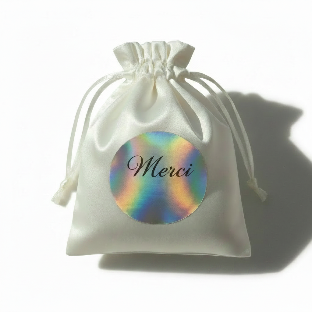 Merci  | Pochette Satin Blanche Personnalisée | Majjä
