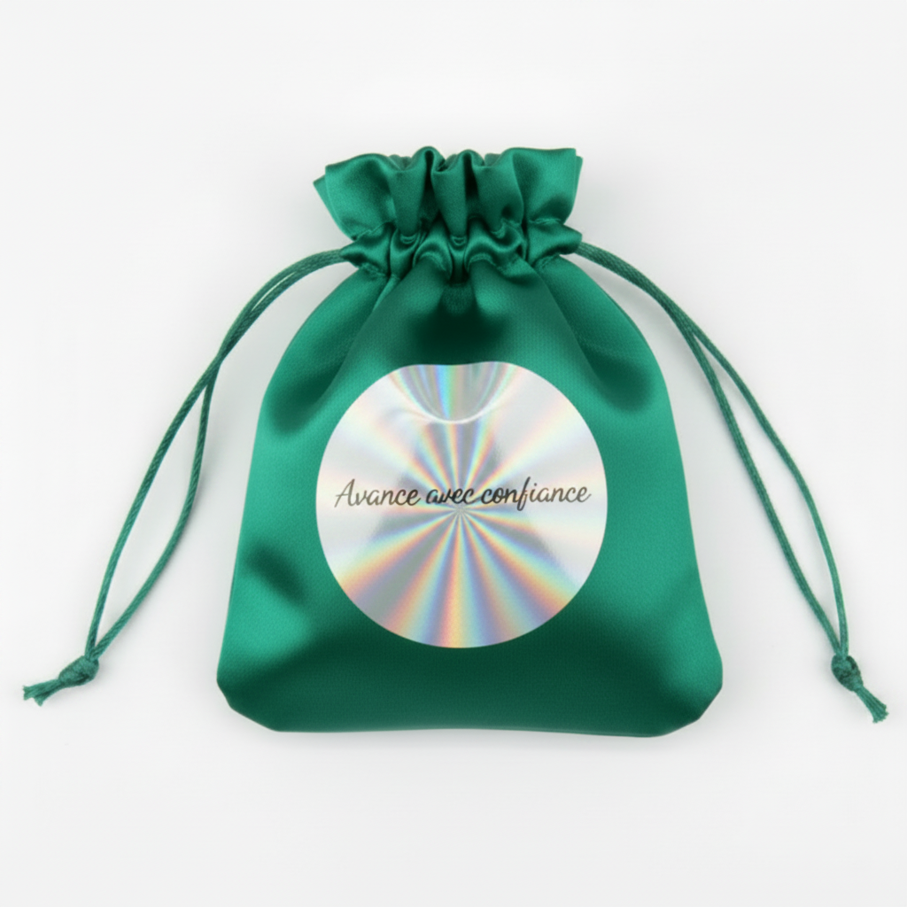Avance avec confiance – Pochette Satin Verte | Majjä