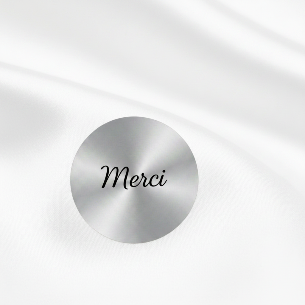 Zoom sticker argenté – Merci Blanche