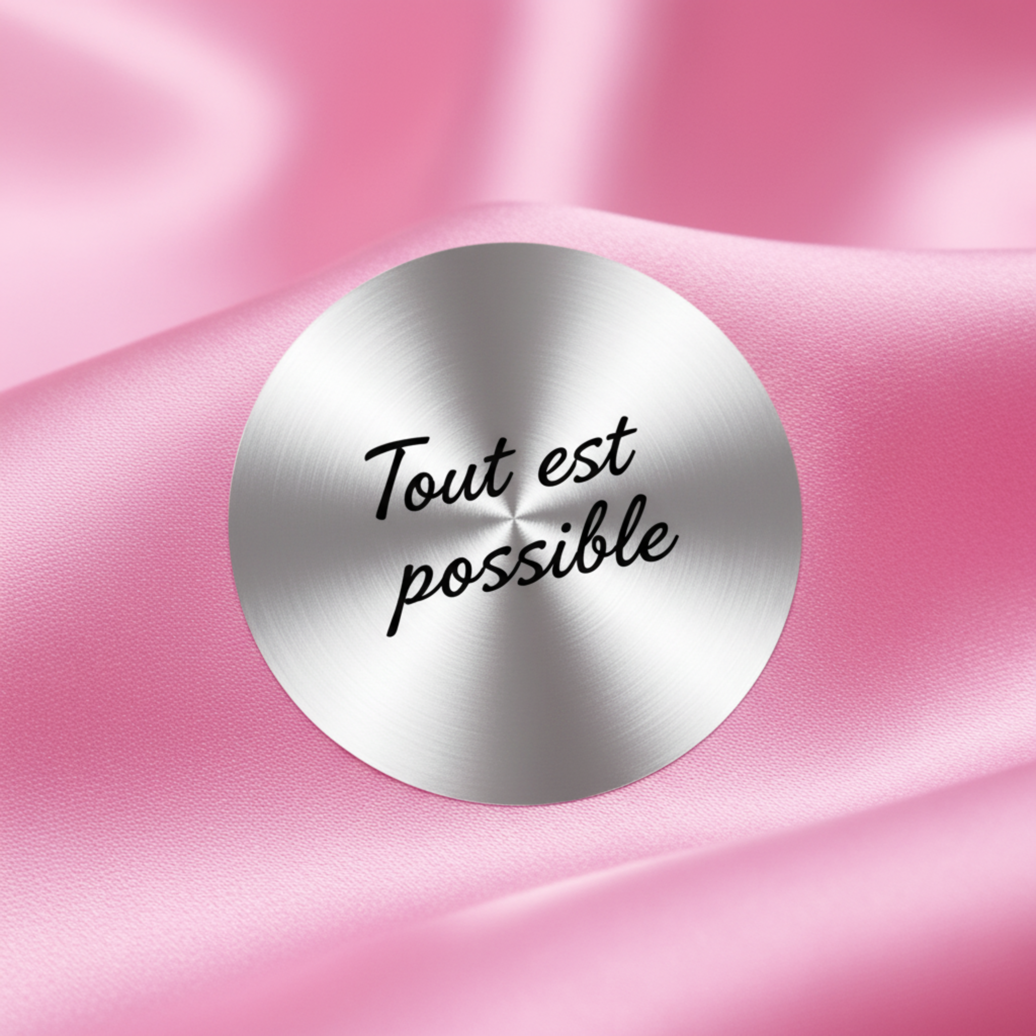 Zoom sticker argenté – Tout est possible Rose